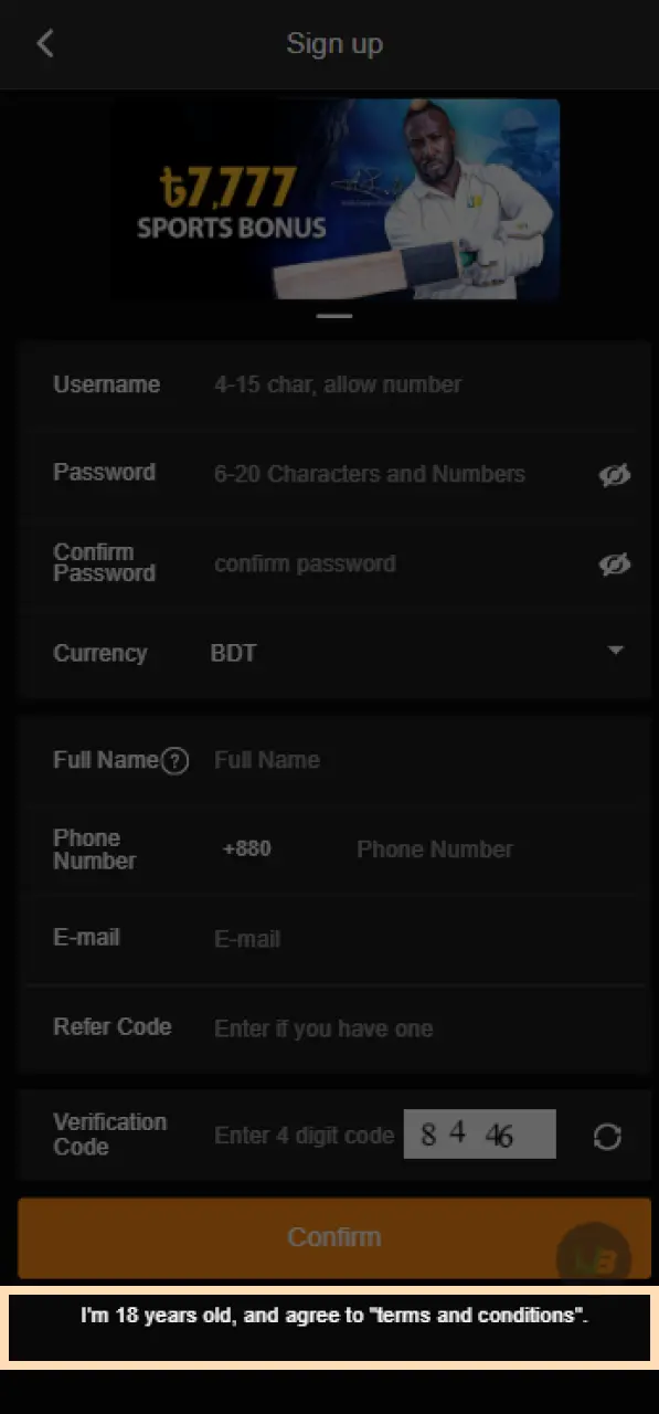 JeetBuzz-এ সাইন আপ করার জন্য আপনার বয়স নিশ্চিত করুন।.