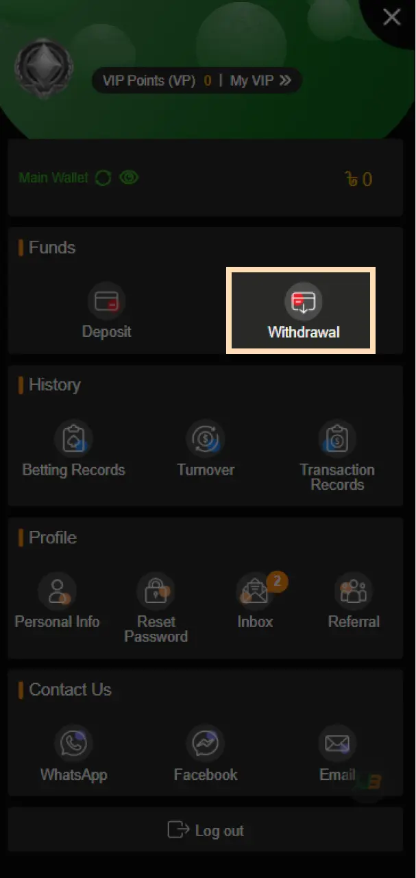 আপনার JeetBuzz অ্যাকাউন্টে টাকা তোলার বিভাগটি খুলুন।.