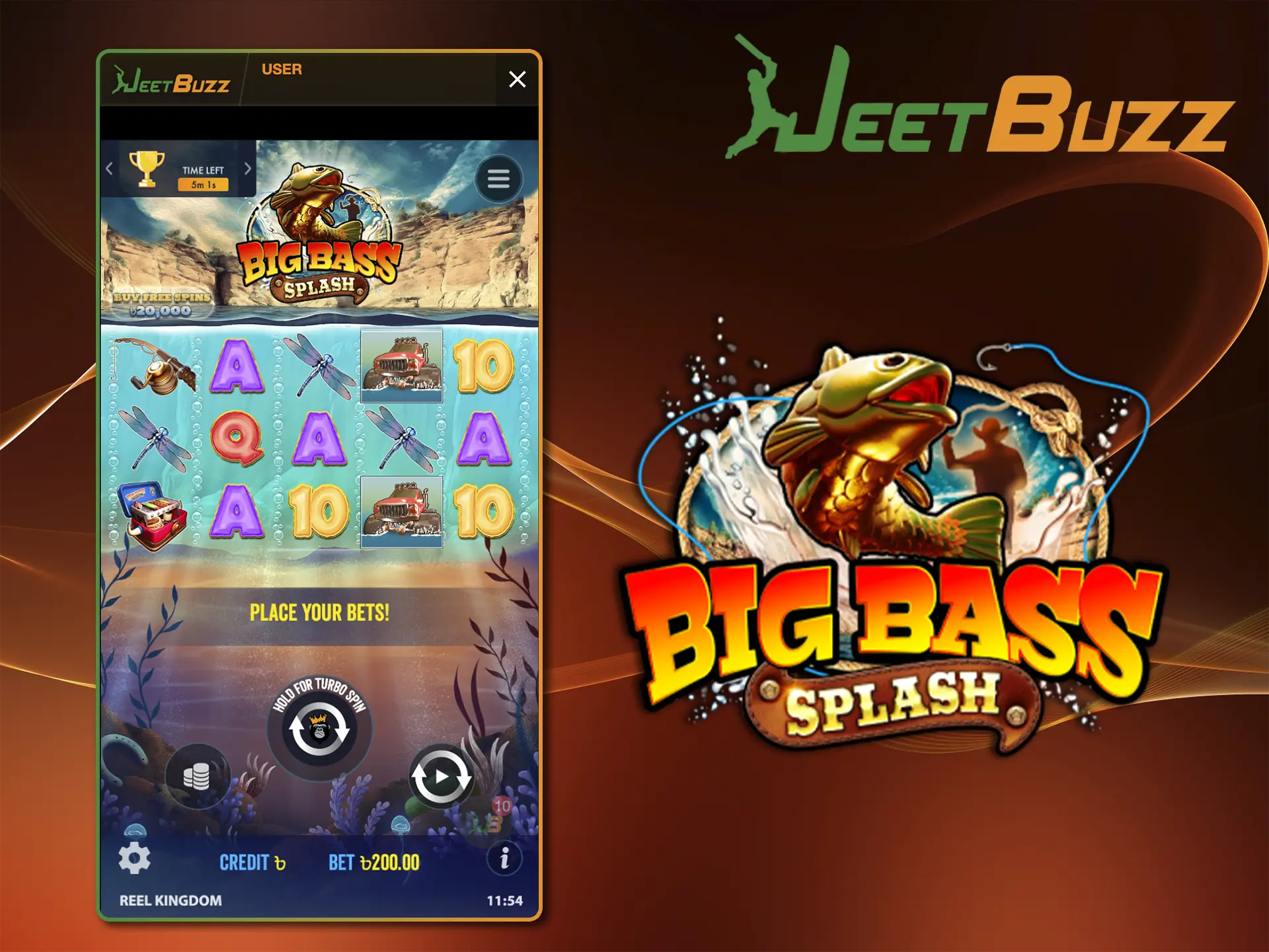JeetBuzz ক্যাসিনো থেকে Big Bass Splash গেমে আপনার দক্ষতা দেখান এবং একটি বড় জয় অর্জন করুন।