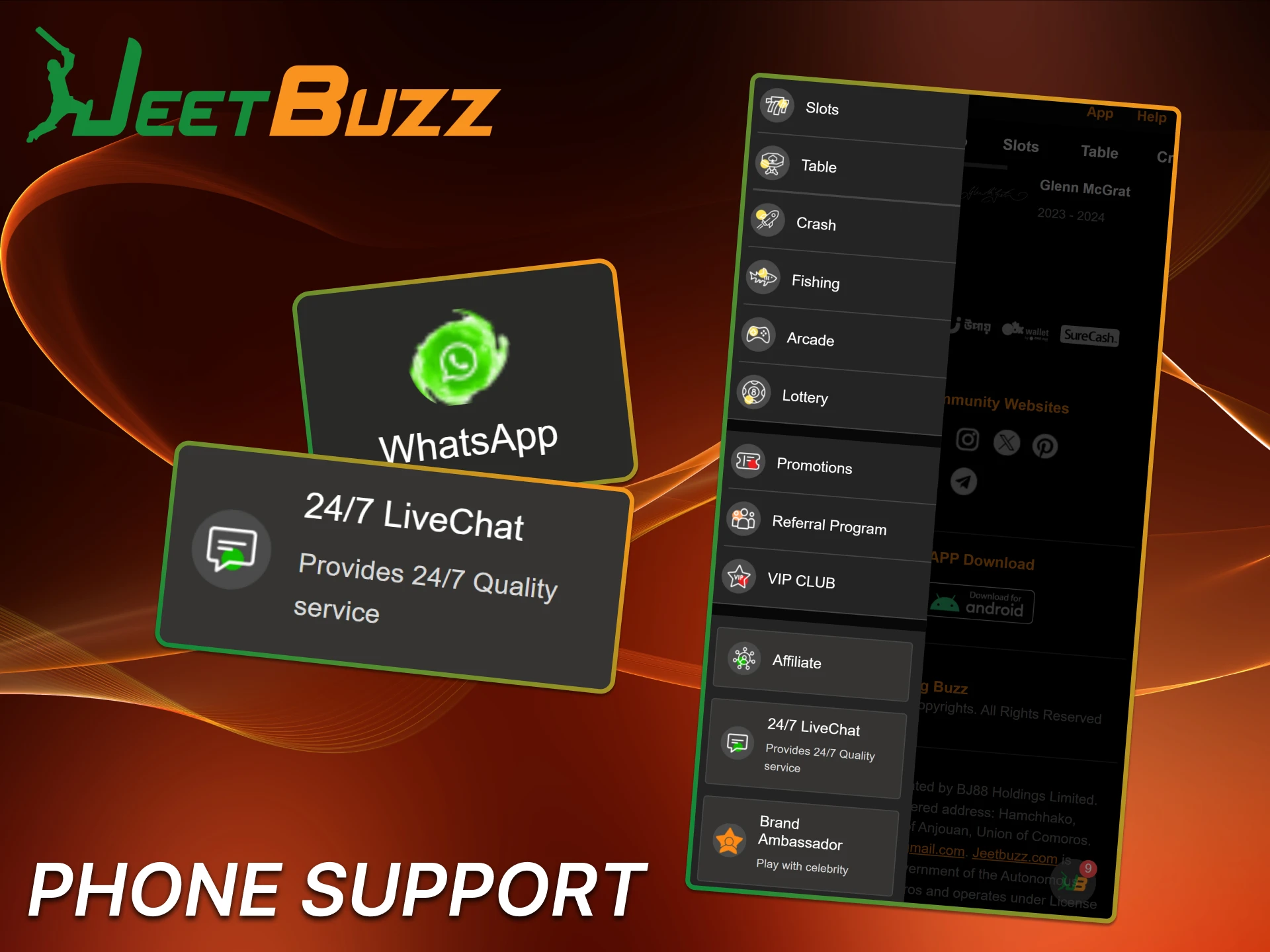 Reach the Jeetbuzz app support team through phone assistance.